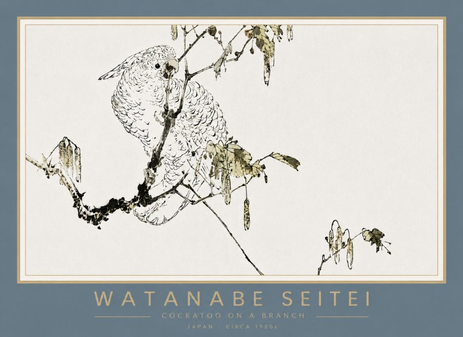Watanabe Seitei Cockatoo on a Branch No4 - Póster