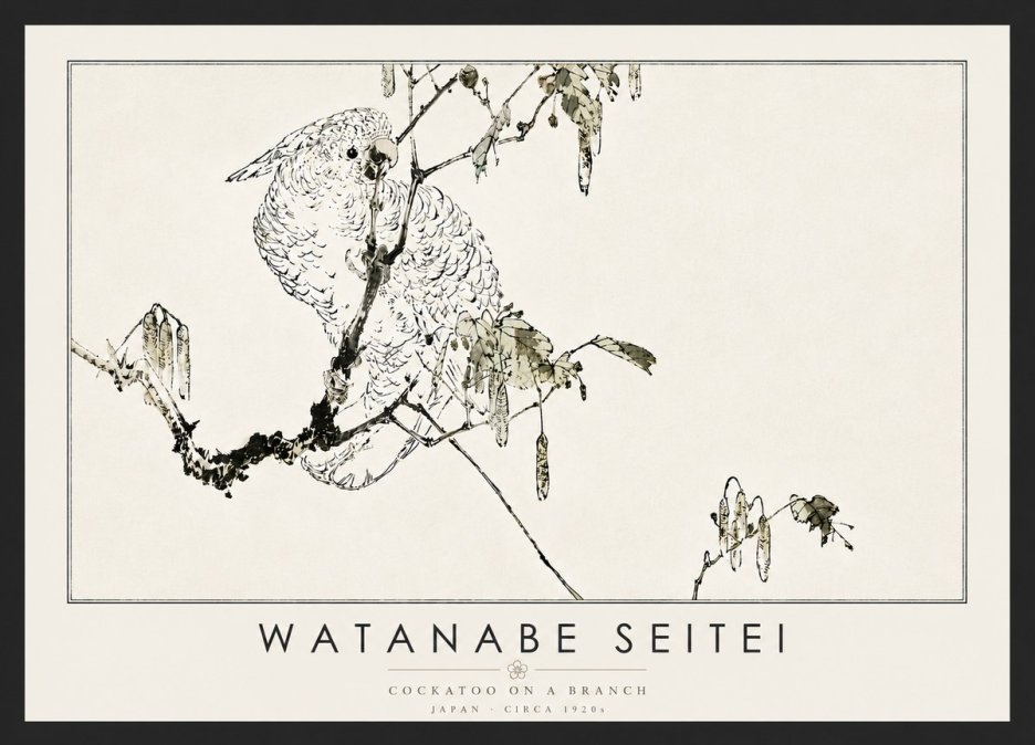 Watanabe Seitei Cockatoo on a Branch No6 - Póster