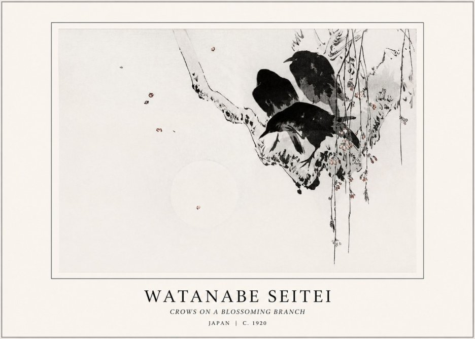 Watanabe Seitei Crows on a Blossoming Branch No1 - Póster