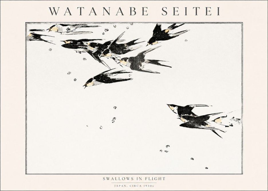 Watanabe Seitei Swallows in Flight No1 - Póster