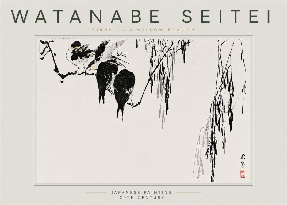 Watanabe Seitei Birds on a Willow Branch No6 - Póster