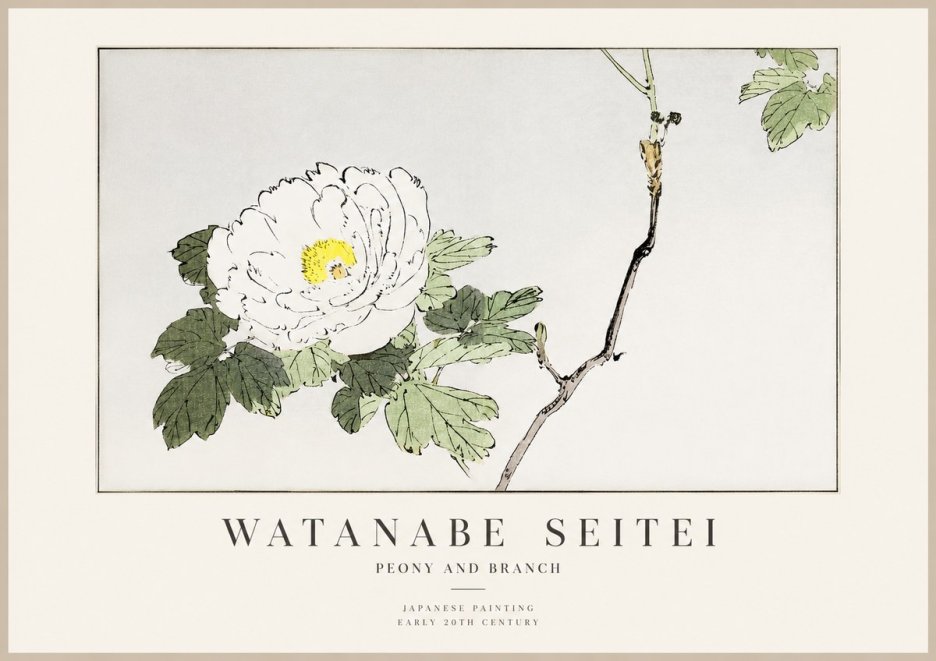 Watanabe Seitei Peony and Branch No1 - Póster