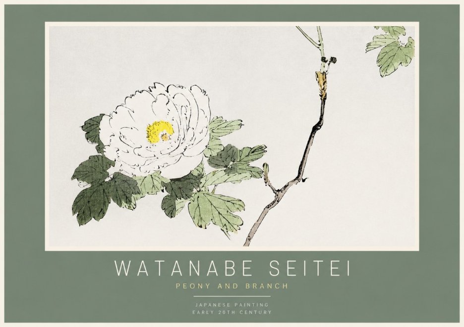 Watanabe Seitei Peony and Branch No2 - Póster