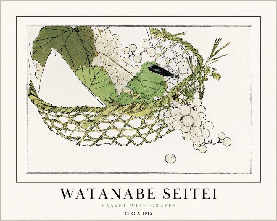 Watanabe Seitei Basket with Grapes No1 - Póster