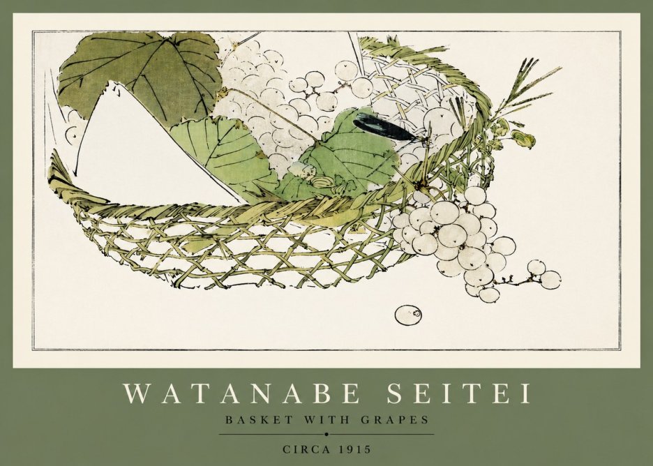 Watanabe Seitei Basket with Grapes No2 - Póster