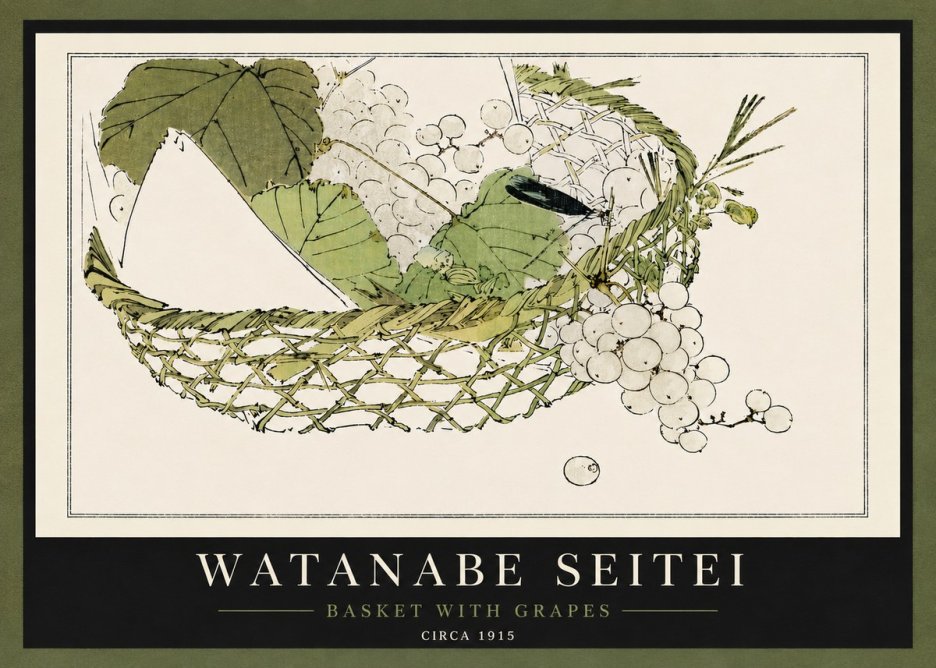 Watanabe Seitei Basket with Grapes No5 - Póster