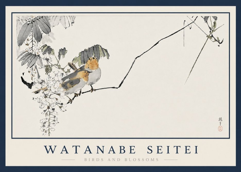 Watanabe Seitei Birds and Blossoms No3 - Póster