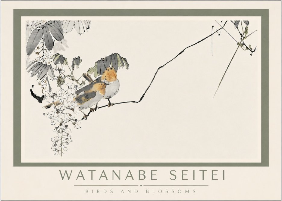 Watanabe Seitei Birds and Blossoms No4 - Póster
