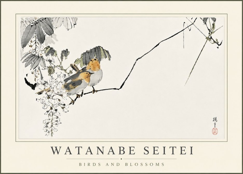Watanabe Seitei Birds and Blossoms No5 - Póster