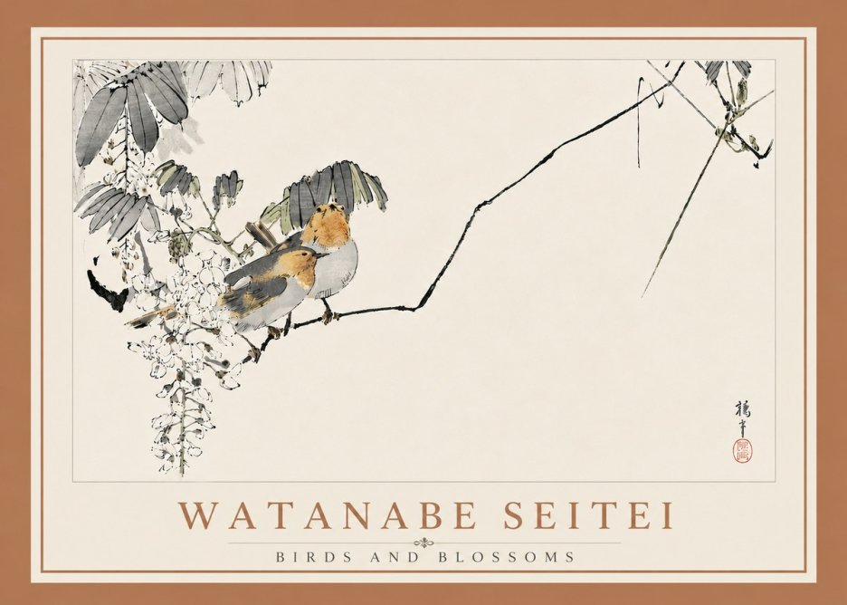 Watanabe Seitei Birds and Blossoms No6 - Póster