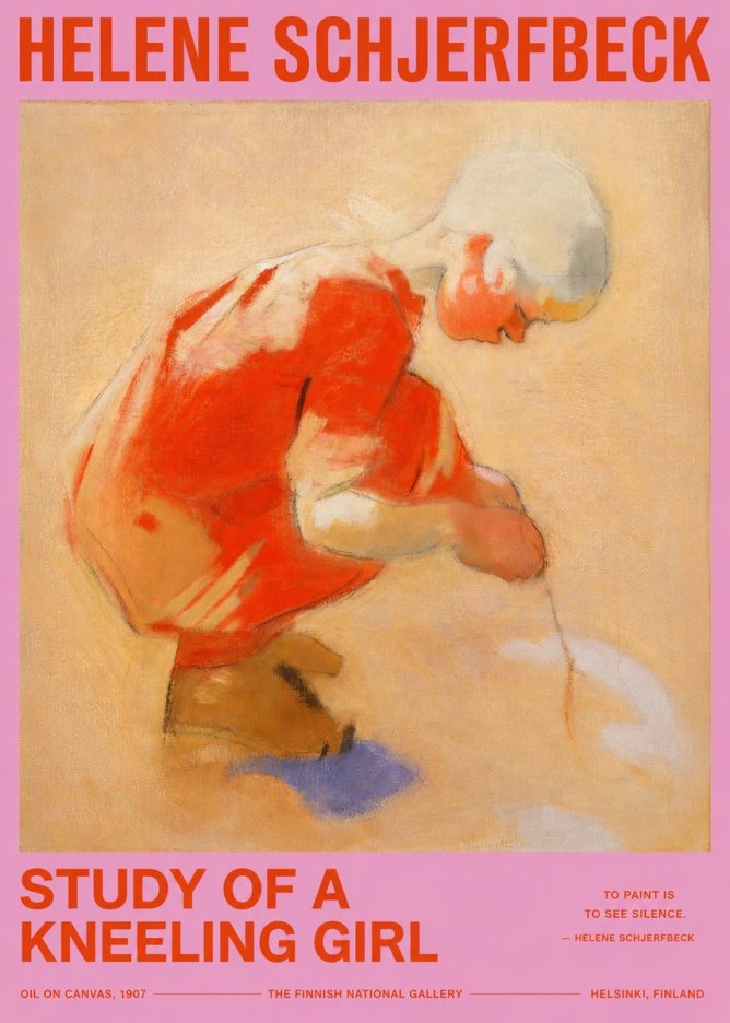 Helene Schjerfbeck Study of a Kneeling Girl No2 - Póster