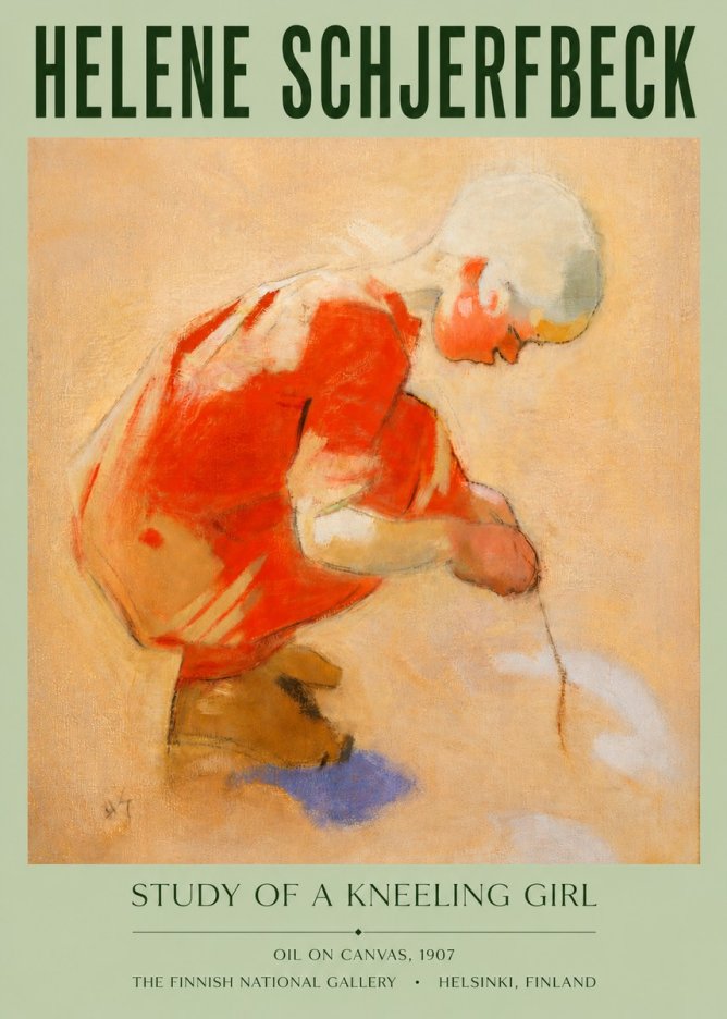 Helene Schjerfbeck Study of a Kneeling Girl No4 - Póster