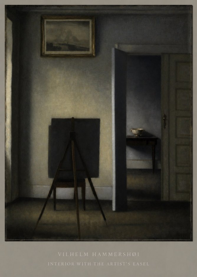 Vilhelm Hammershøi Interior with the Artist's Easel I No6 - Póster