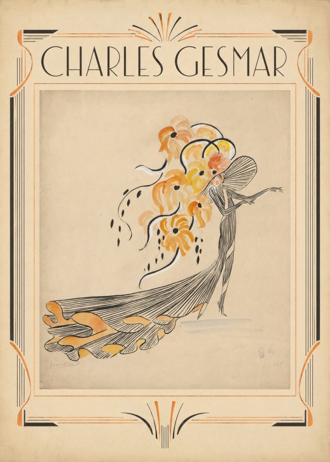 Charles Gesmar Lady with Floral Headdress No1 - Póster