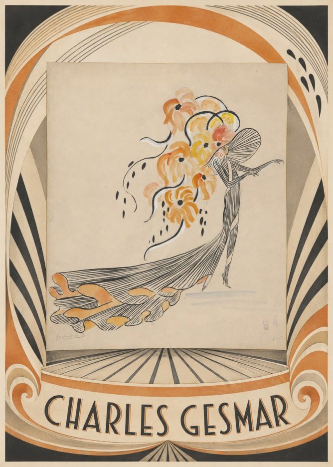Charles Gesmar Lady with Floral Headdress No4 - Póster