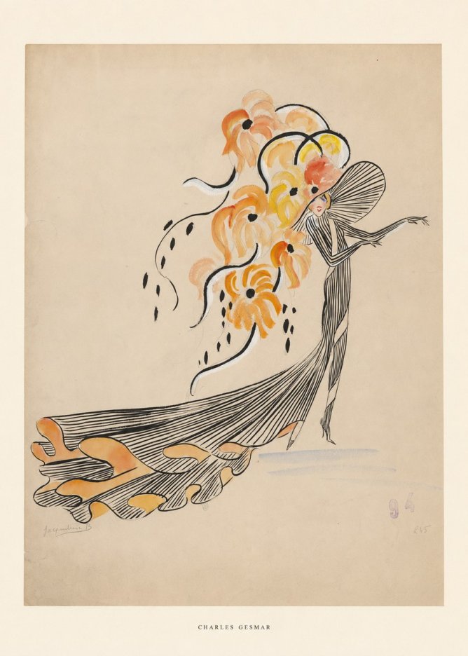 Charles Gesmar Lady with Floral Headdress No5 - Póster