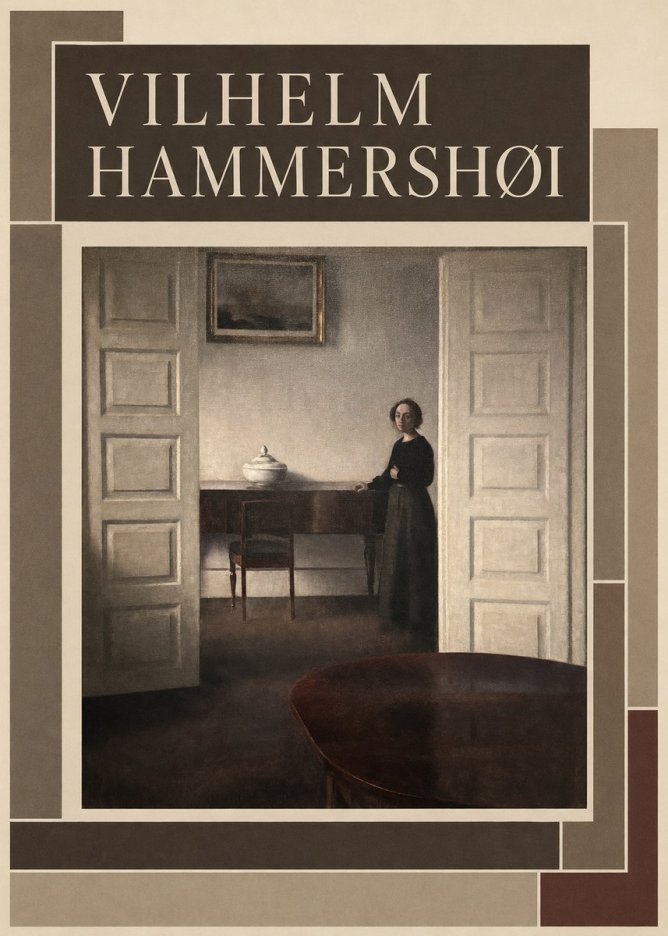 Vilhelm Hammershøi Interior with a Standing Woman No3 - Póster