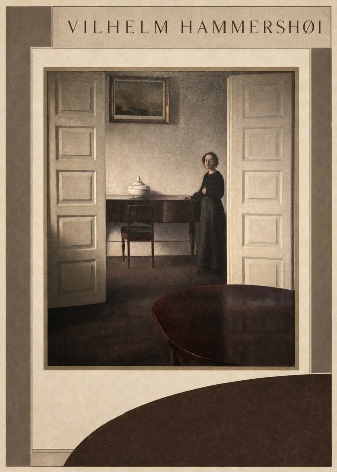 Vilhelm Hammershøi Interior with a Standing Woman No6 - Póster