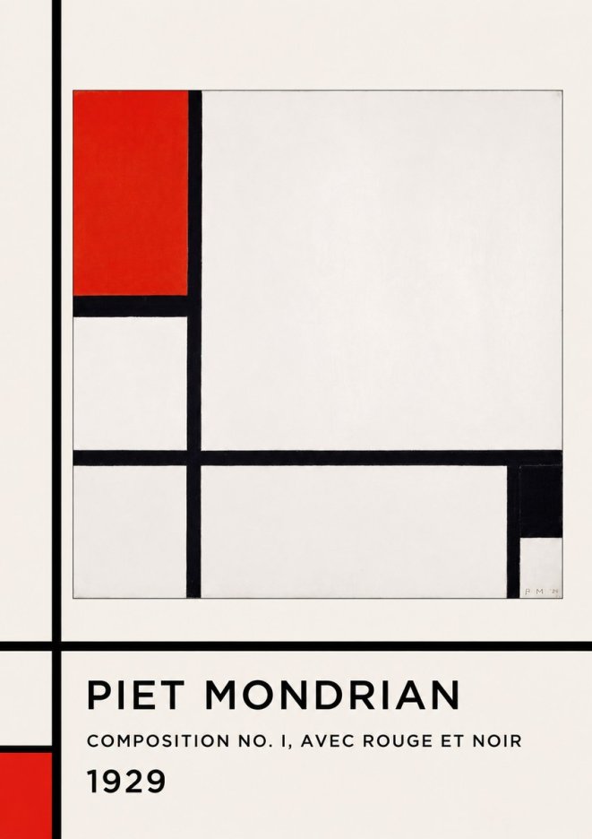 Piet Mondrian Composition No. I, Avec Rouge Et Noir No1 - Póster