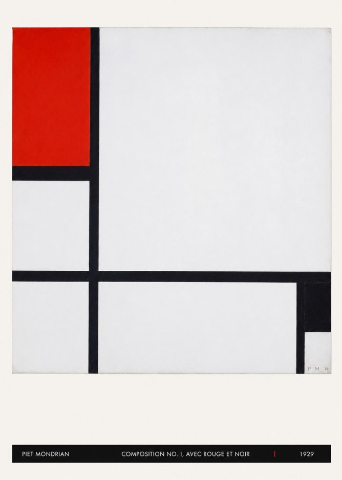 Piet Mondrian Composition No. I, Avec Rouge Et Noir No5 - Póster