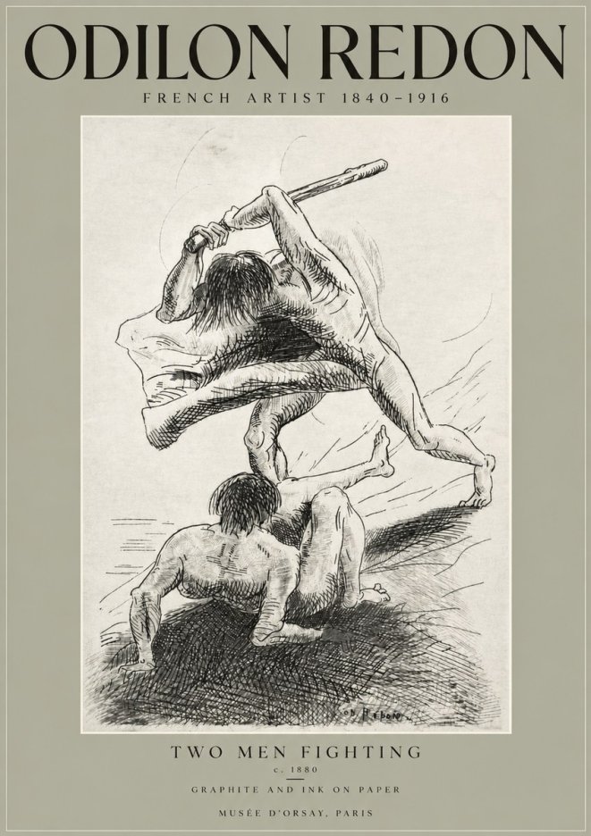Odilon Redon Two Men Fighting No3 - Póster