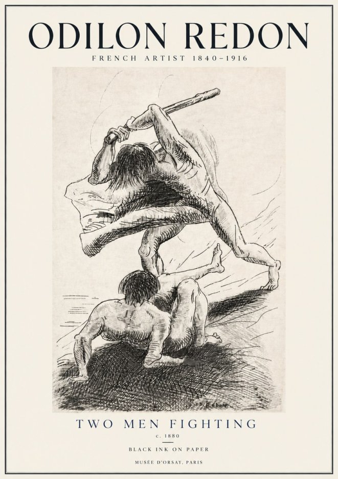 Odilon Redon Two Men Fighting No4 - Póster