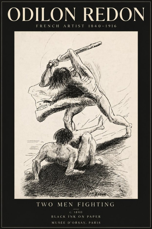Odilon Redon Two Men Fighting No6 - Póster