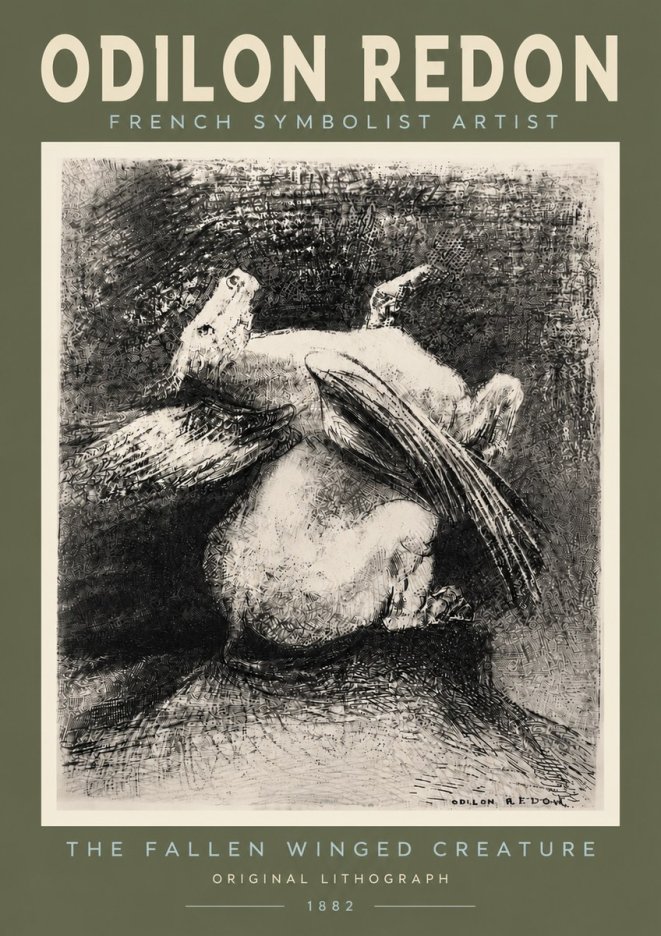 Odilon Redon The Fallen Winged Creature No4 - Póster