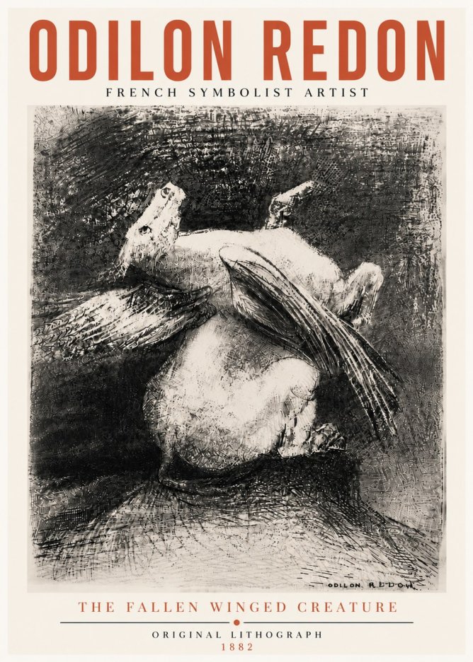 Odilon Redon The Fallen Winged Creature No5 - Póster