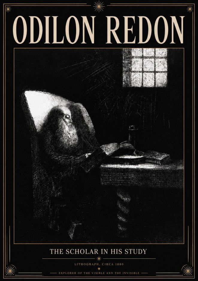 Odilon Redon The Scholar in His Study No3 - Póster