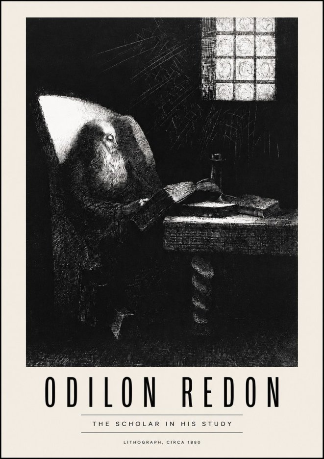 Odilon Redon The Scholar in His Study No4 - Póster