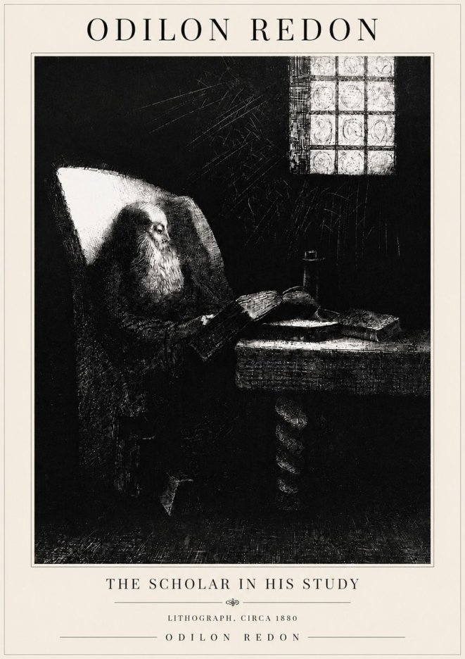 Odilon Redon The Scholar in His Study No6 - Póster