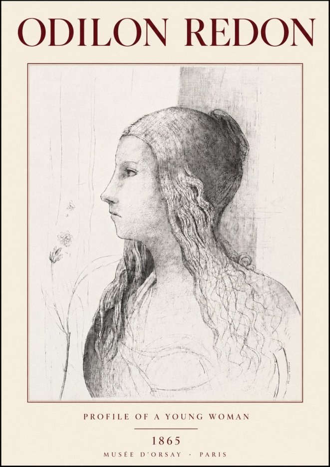 Odilon Redon Profile of a Young Woman No3 - Póster