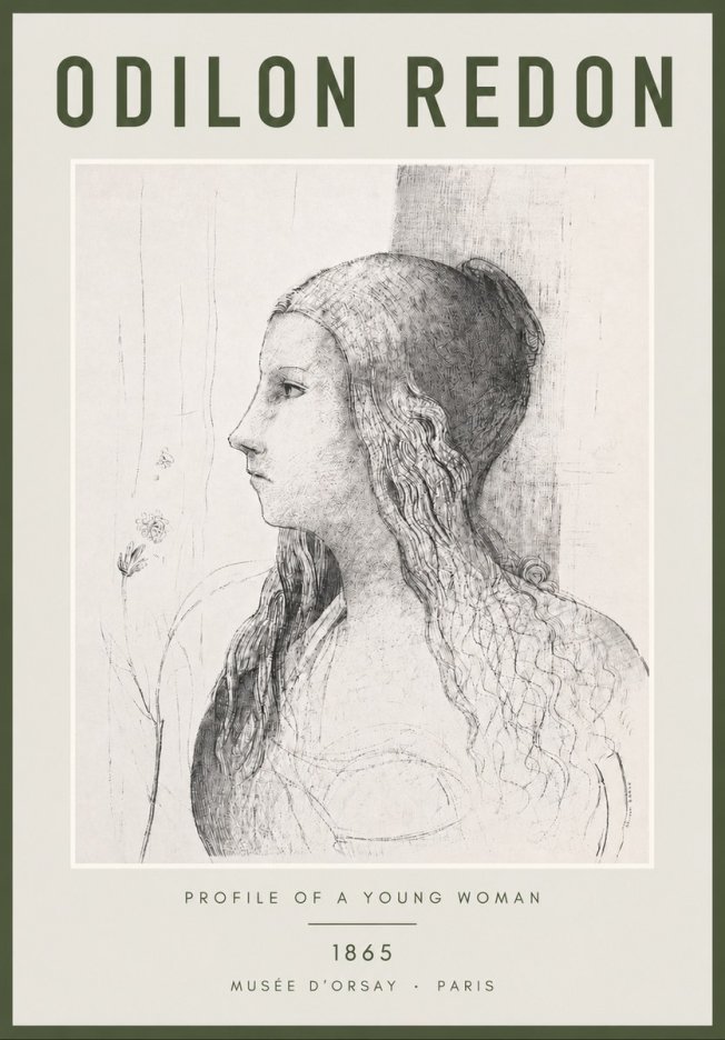 Odilon Redon Profile of a Young Woman No4 - Póster