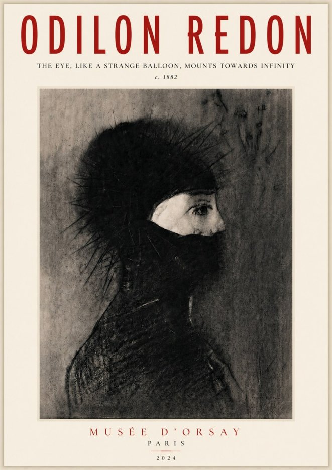 Odilon Redon The Eye, Like a Strange Balloon, Mounts Towards Infinity No5 - Póster