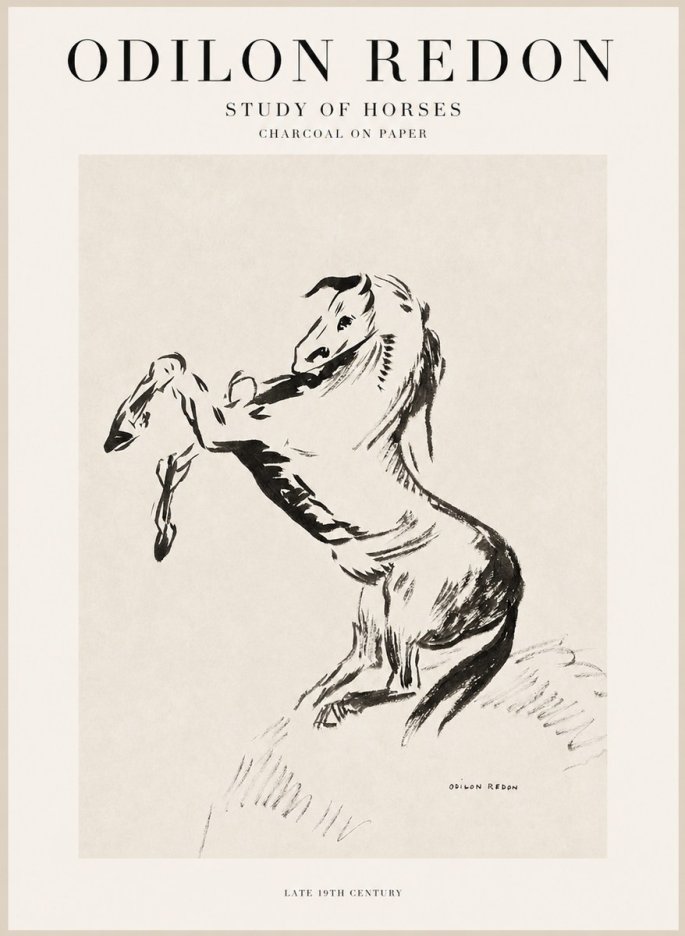 Odilon Redon Study of Horses No1 - Póster