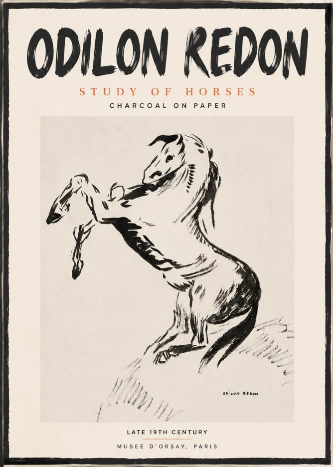 Odilon Redon Study of Horses No2 - Póster