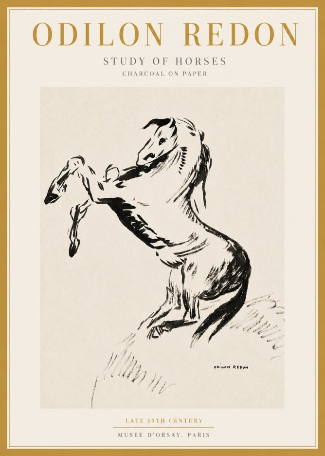 Odilon Redon Study of Horses No3 - Póster