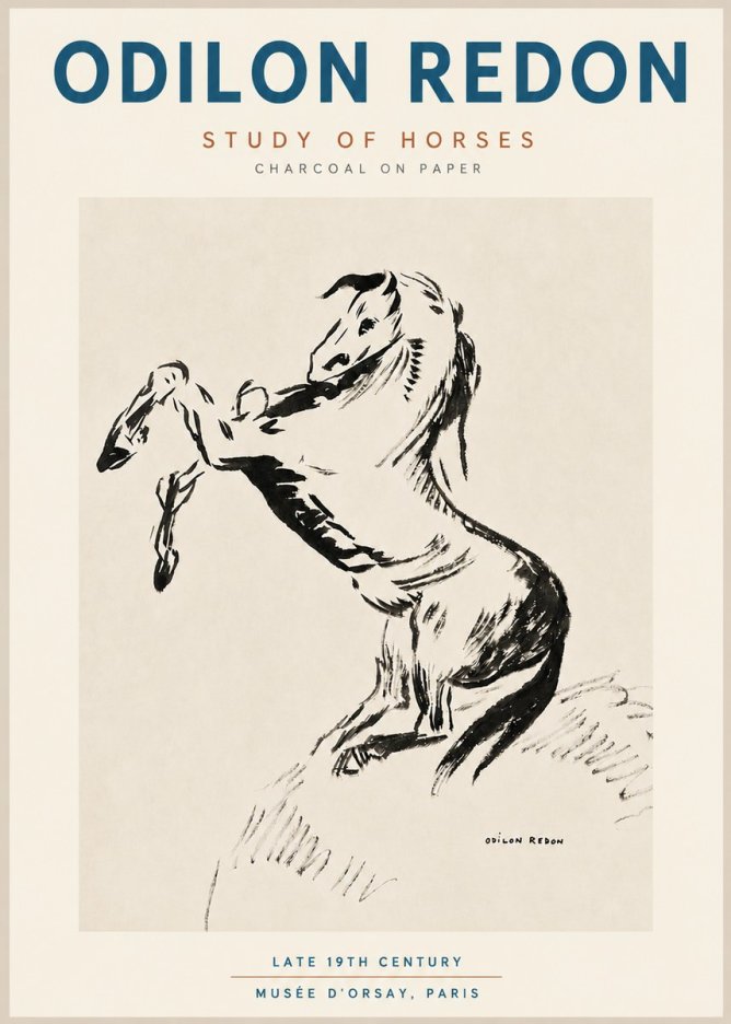 Odilon Redon Study of Horses No4 - Póster