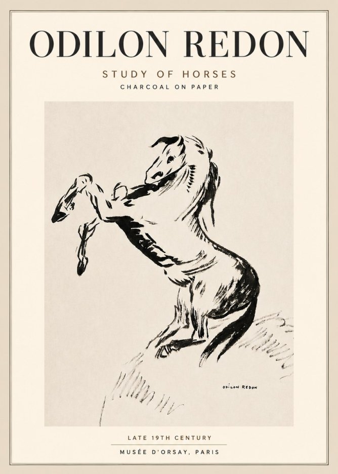 Odilon Redon Study of Horses No5 - Póster