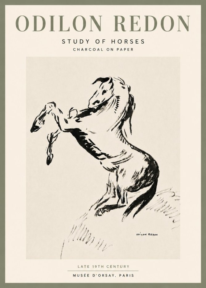 Odilon Redon Study of Horses No6 - Póster