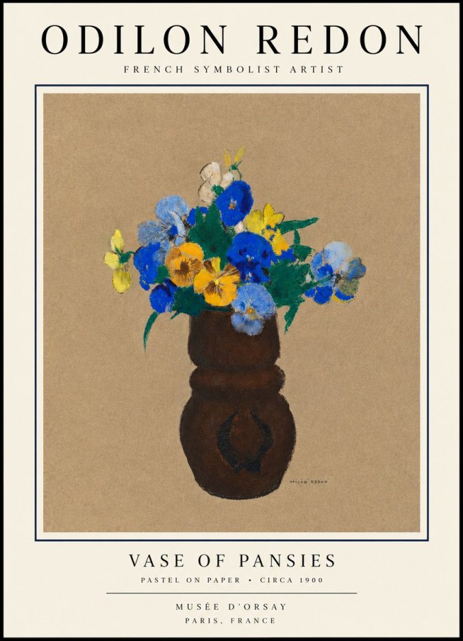 Odilon Redon Vase of Pansies No3 - Póster