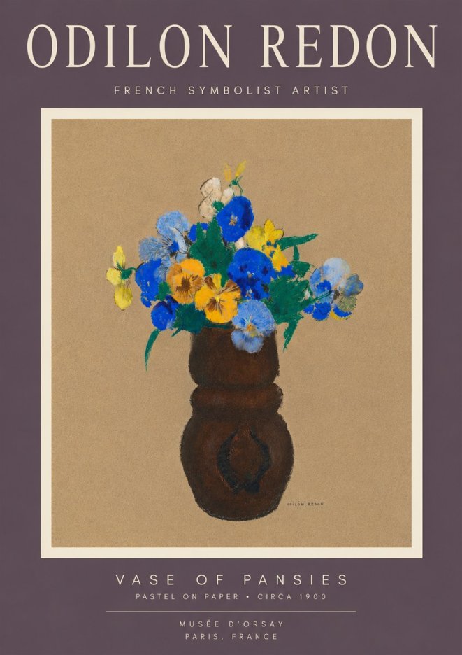 Odilon Redon Vase of Pansies No6 - Póster