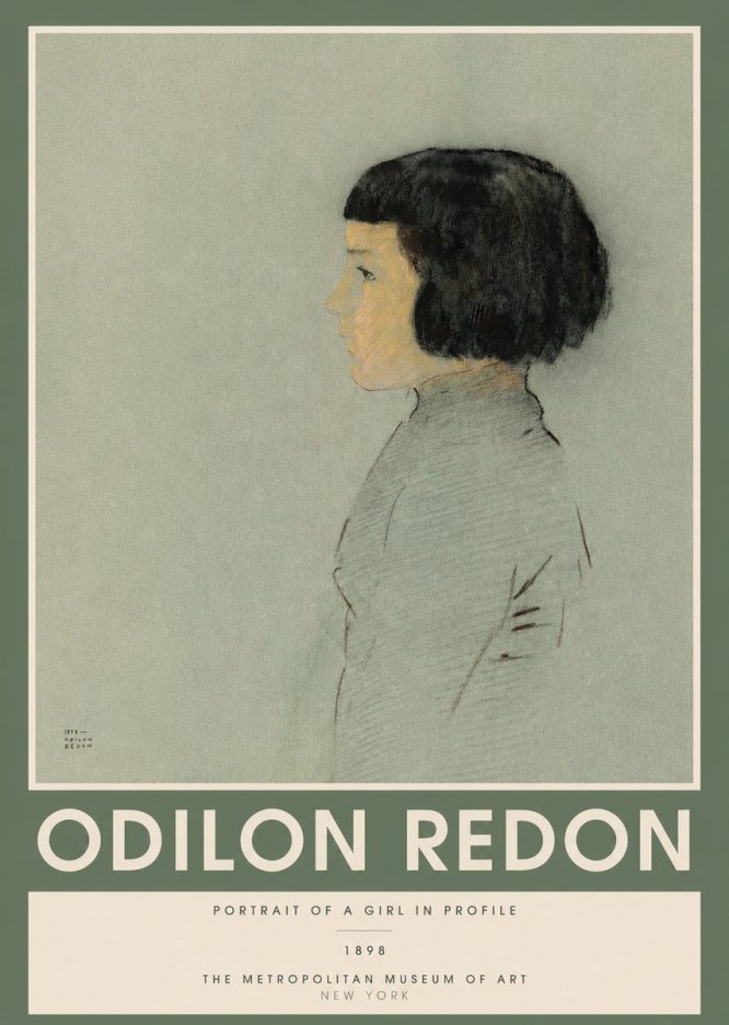 Odilon Redon Portrait of a Girl in Profile No2 - Póster