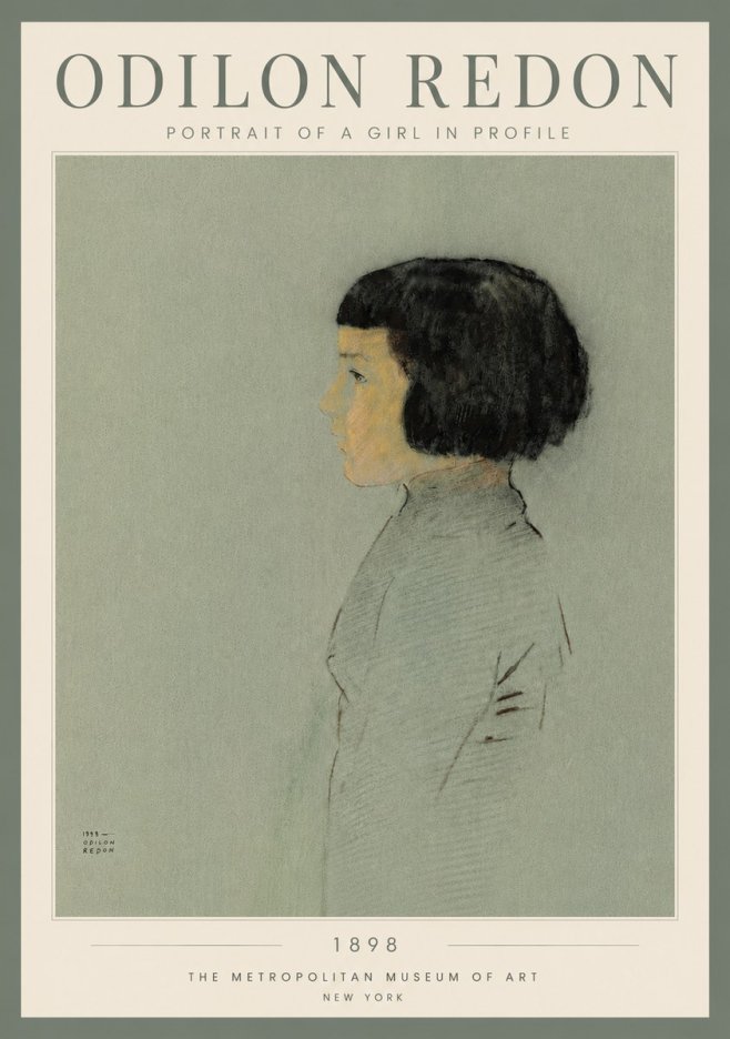 Odilon Redon Portrait of a Girl in Profile No4 - Póster