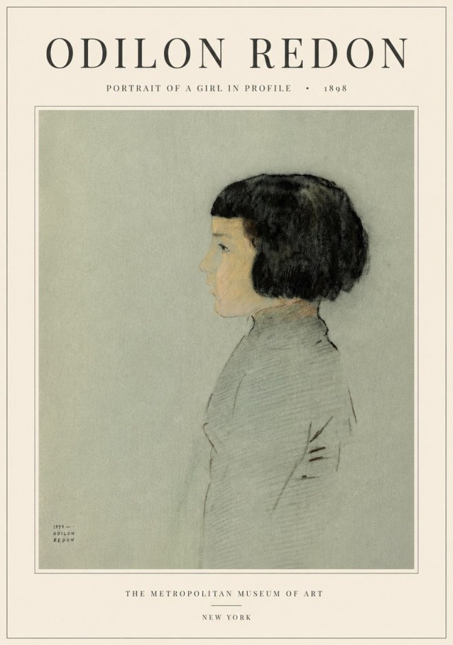 Odilon Redon Portrait of a Girl in Profile No5 - Póster