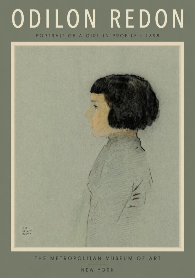 Odilon Redon Portrait of a Girl in Profile No6 - Póster