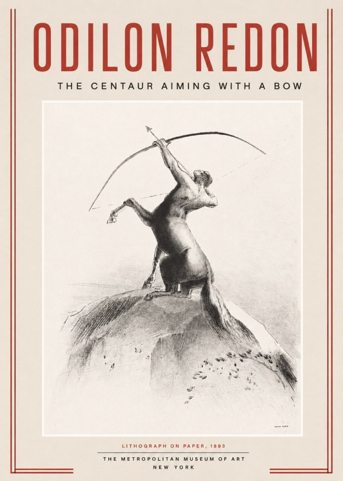 Odilon Redon The Centaur Aiming with a Bow No2 - Póster
