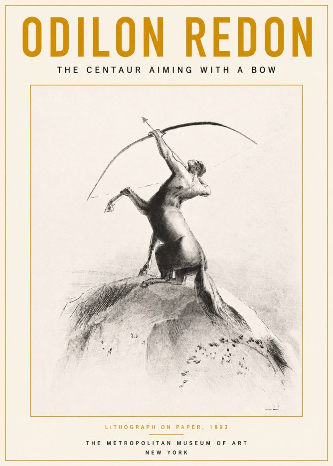 Odilon Redon The Centaur Aiming with a Bow No3 - Póster