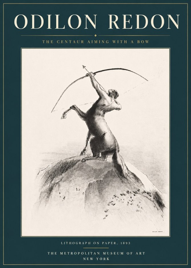 Odilon Redon The Centaur Aiming with a Bow No4 - Póster